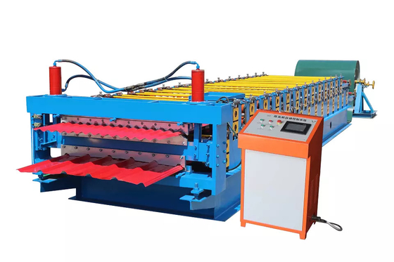 Lapisan Ganda Baru Trapesium Dan Profil Bergelombang Lembar Atap Baja Roll Forming Machine Mesin Pembuat Genteng Atap