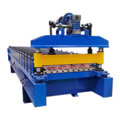 baja warna 840 Panel Atap Roll Forming Machine geser hidrolik menggunakan konstruksi baja