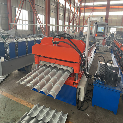 Ketebalan otomatis 0.3-0.8mm logam Glazed Tile Roll Forming Machine mesin pembentuk hidrolik