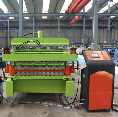 Warna Baja Galvanis Atap Lapisan Ganda Roll Forming Machine Untuk Bahan Bangunan Logam