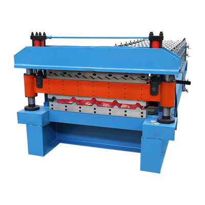 Panel Dinding Atap Logam Bergelombang Dan Trapesium Lapisan Ganda Mesin Roll Forming