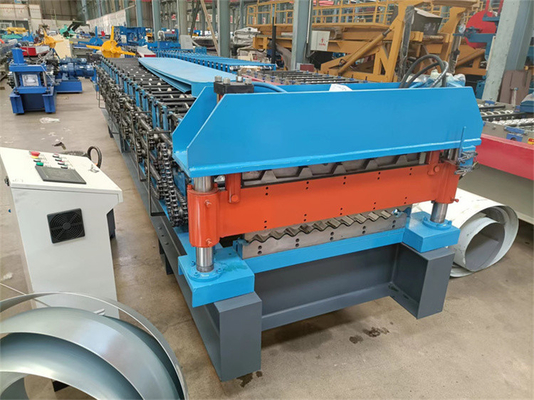Panel Dinding Atap Logam Bergelombang Dan Trapesium Lapisan Ganda Mesin Roll Forming