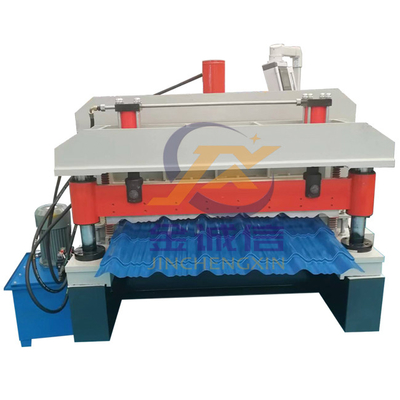 Kontrol PLC Warna Glazed Tile Roll Forming Machine Pemotongan Hidraulik Layanan Panjang