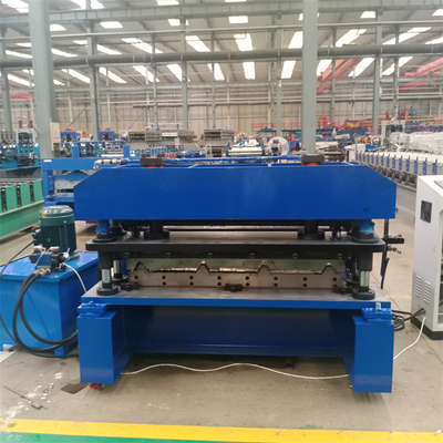 Baja Warna Logam Galvanis Trapesium Atap Panel Roll Forming Machine Untuk Panel Dinding