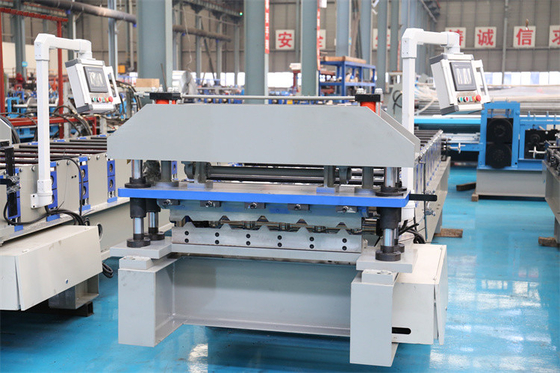 Warna Pre Painted Steel 5 Rib Type Metal Ibr Wall Roof Panel Roll Forming Machine Harga Pabrik