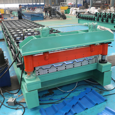 Lembaran Atap Logam Trapesium Roll Forming Machine Untuk Baja Warna Seng Ibr Tile