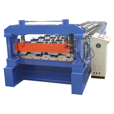 Sesuaikan Lantai Dek Roll Forming Machine Geser Hidrolik 0.8mm-1.5mm