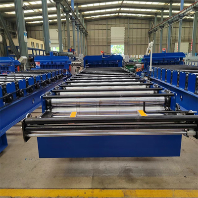 Desain Baru Metal Glazed Tile Roll Forming Machine Untuk Baja Warna Bambu 0,3-0,8mm