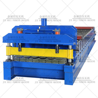 Besi 3-5m / Min Mesin Roll Forming Ubin Mengkilap Untuk Panel Dinding Atap