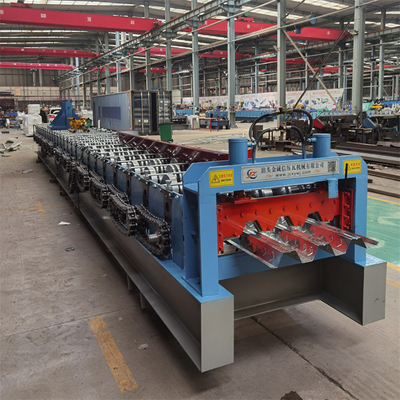 Lantai Baja Galvanis Decking Roll Forming Machine Ketebalan Bahan 0,8-1,5 Mm