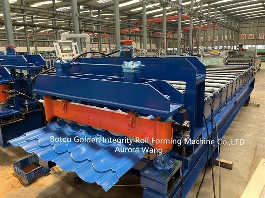 5.5Kw Glazed Tile Roll Forming Machine Sistem PLC Detla Otomatis