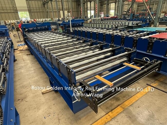 5.5Kw Glazed Tile Roll Forming Machine Sistem PLC Detla Otomatis