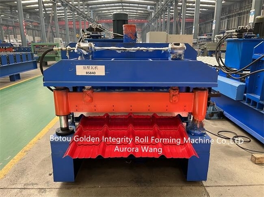 Mesin Atap Bergelombang Mengkilap 5.5KW Lembaran Logam Mesin Roll Forming Dingin