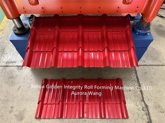 Mesin Atap Bergelombang Mengkilap 5.5KW Lembaran Logam Mesin Roll Forming Dingin
