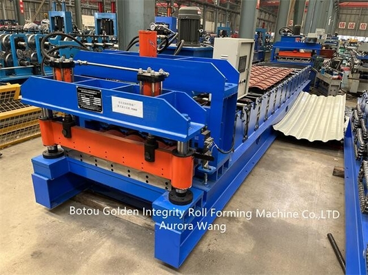 Profil Logam Mengkilap Tile Roll Forming Machine ISO9001 CE Mesin Pembuat Bata