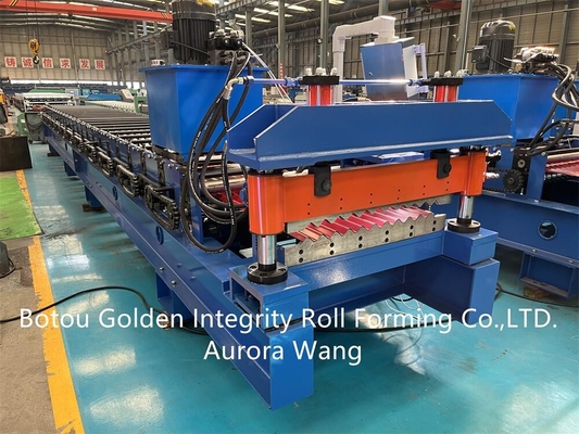 Bangunan Metal Roof Corrugated Sheet Roll Forming Machine ISO9001 CE