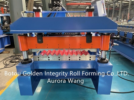 Bangunan Metal Roof Corrugated Sheet Roll Forming Machine ISO9001 CE