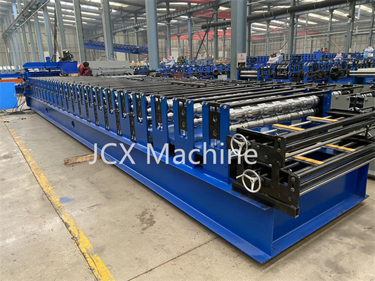 Mesin Roll Forming Ubin Otomatis Penuh Kontrol PLC Perangkat Potong Hidraulik