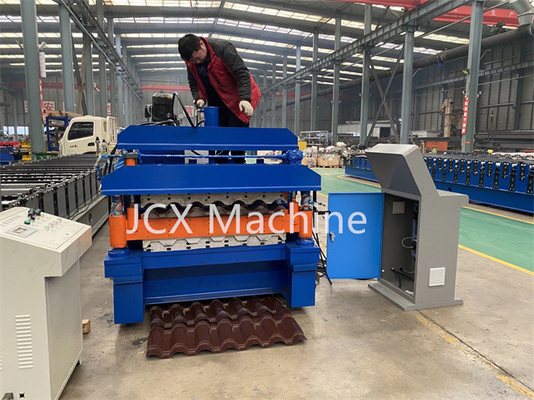 Warna Steel Tile Double Layer Roll Forming Machine Profil Disesuaikan