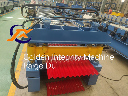 380v Lembaran Bergelombang Mesin Roll Forming 18m / Min Mesin Pembuat Lembaran Besi Bergelombang