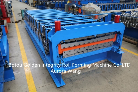 Lapisan ganda dek pelat atap lembaran panel ubin roll forming membuat mesin roll forming machine