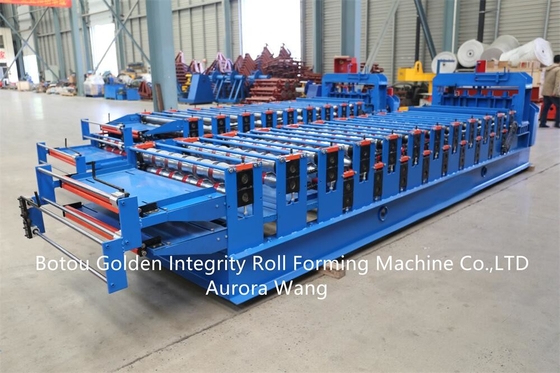 Lembar Trapesium Lapisan Rib Ganda Disesuaikan Dan Mesin Roll Forming Atap Genteng Bergelombang