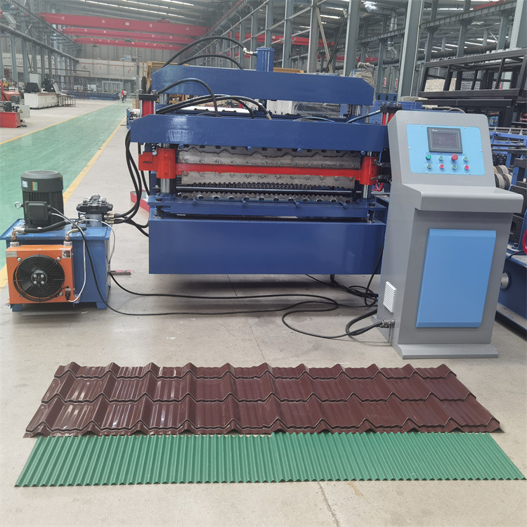 Steel Coil Trapesium Atap Dan Atap Bergelombang Mesin Roll Forming Lapisan Ganda
