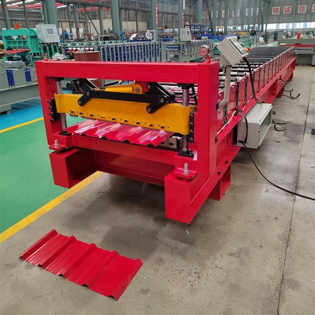 Besi 0,3-0,8mm lembaran atap trapesium roll membentuk mesin panel logam membuat mesin