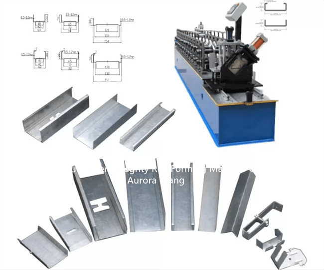 Profil C Dan U Stud Roll Mantan Framing Baja Pengukur Ringan Kecepatan Cepat