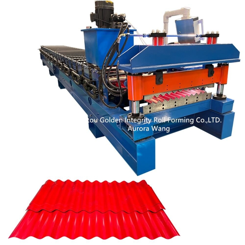 Bangunan Metal Roof Corrugated Sheet Roll Forming Machine ISO9001 CE