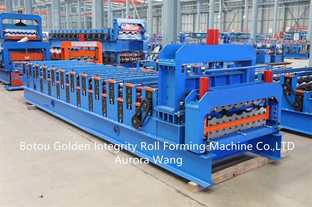 Lembar Trapesium Lapisan Rib Ganda Disesuaikan Dan Mesin Roll Forming Atap Genteng Bergelombang