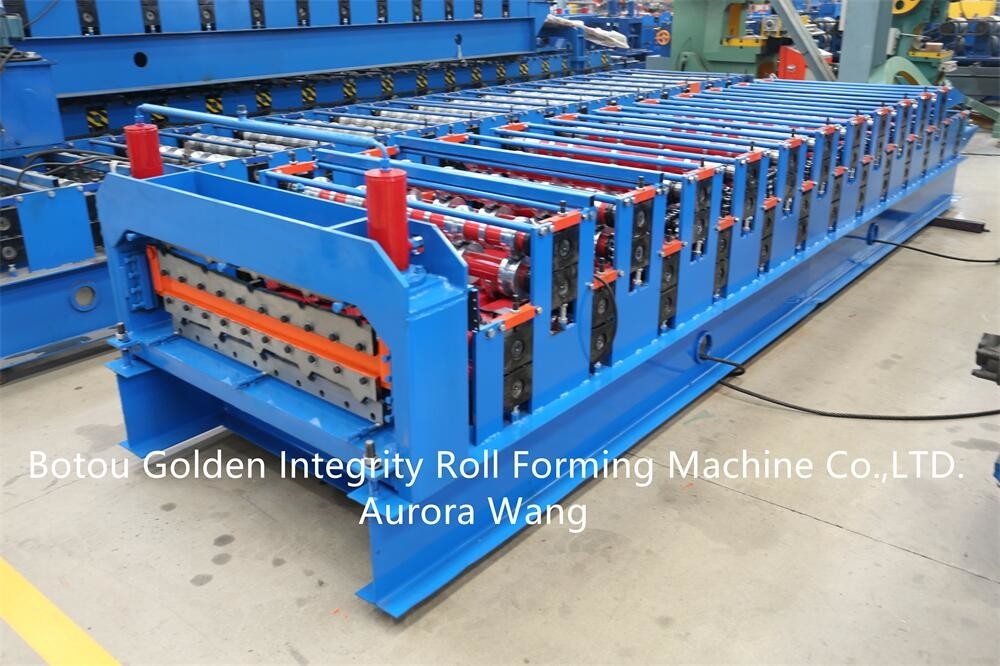 Atap Baru Menggunakan Double Layer Corrugated Profile Steel Roofing Sheet Roll Forming Machine Mesin Pembuat Genteng Atap